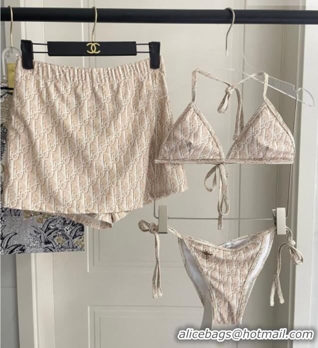Low Cost Dior Oblique Bikini and Shorts Set 0723 Beige 2025