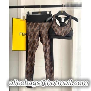 ​New Design Fendi FF Yoga Activewear Set 1112 Brown/Black 2025