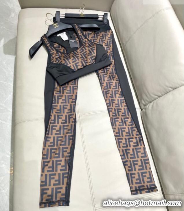 ​New Design Fendi FF Yoga Activewear Set 1112 Brown/Black 2025
