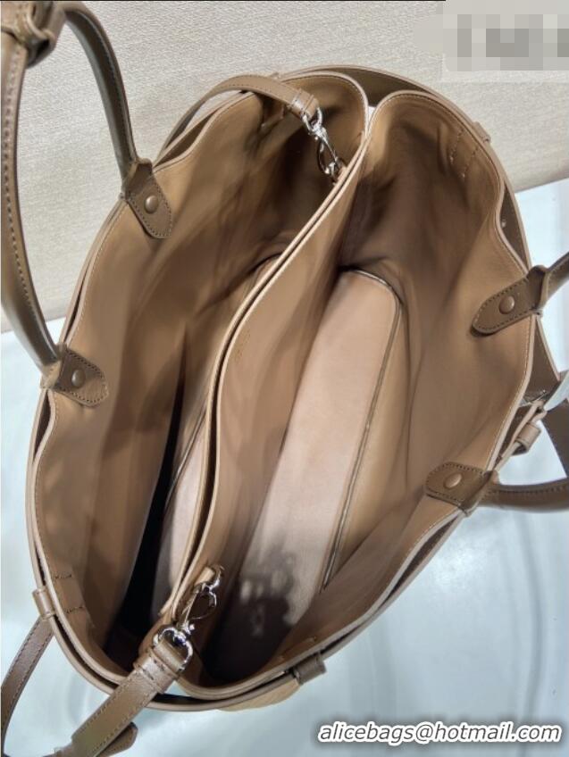 Traditional Discount Prada Mens Buckle Large Suede Bag with Buckle Belt 1BG126 Brown 2026