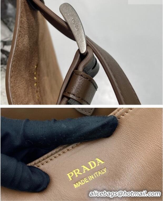 Traditional Discount Prada Mens Buckle Large Suede Bag with Buckle Belt 1BG126 Brown 2026