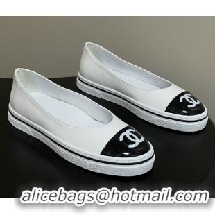 Best Product Chanel Lambskin Flat Shoes CH021301 White 2026