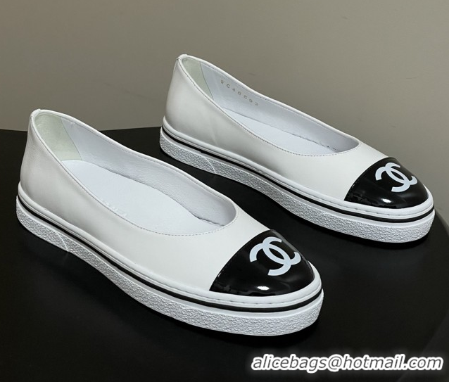 Best Product Chanel Lambskin Flat Shoes CH021301 White 2026