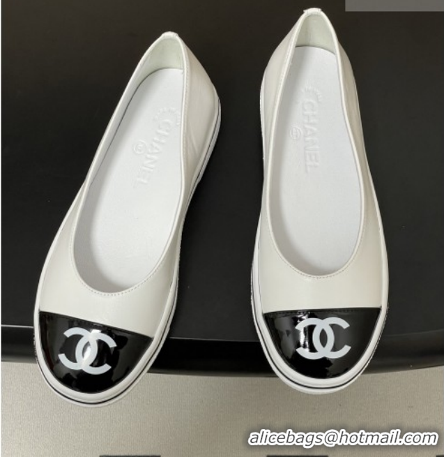 Best Product Chanel Lambskin Flat Shoes CH021301 White 2026