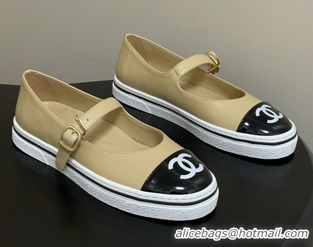 Unique Style Chanel Lambskin Mary Janes Ballet Flats CH021305 Beige 2026