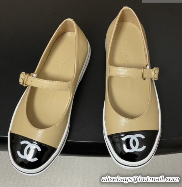 Unique Style Chanel Lambskin Mary Janes Ballet Flats CH021305 Beige 2026