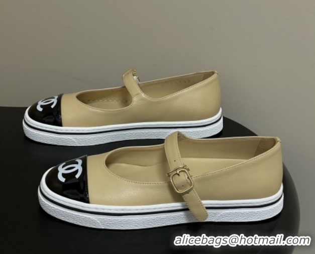 Unique Style Chanel Lambskin Mary Janes Ballet Flats CH021305 Beige 2026