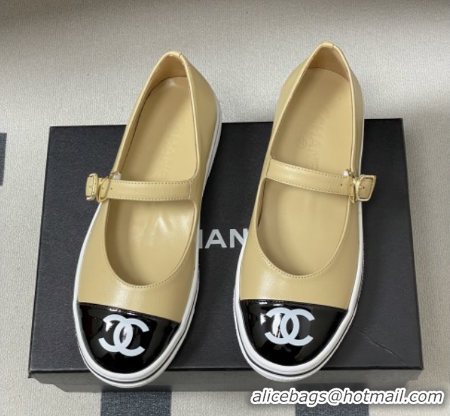 Unique Style Chanel Lambskin Mary Janes Ballet Flats CH021305 Beige 2026