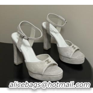 Top Grade Chanel Suede Kidskin Sandals G47029 Grey Spring-Summer 2026 Pre-collection
