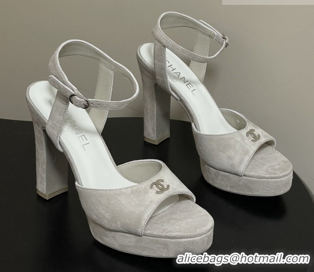 Top Grade Chanel Suede Kidskin Sandals G47029 Grey Spring-Summer 2026 Pre-collection
