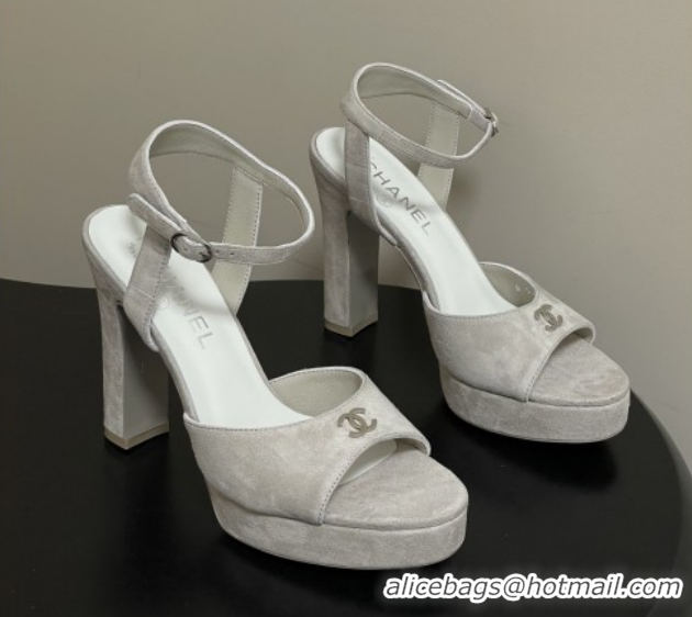 Top Grade Chanel Suede Kidskin Sandals G47029 Grey Spring-Summer 2026 Pre-collection