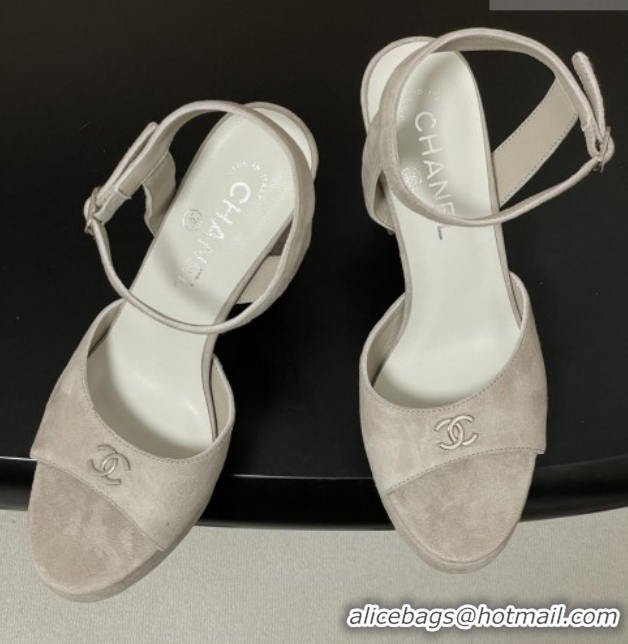 Top Grade Chanel Suede Kidskin Sandals G47029 Grey Spring-Summer 2026 Pre-collection