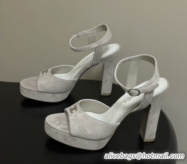 Top Grade Chanel Suede Kidskin Sandals G47029 Grey Spring-Summer 2026 Pre-collection