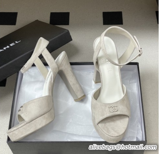 Top Grade Chanel Suede Kidskin Sandals G47029 Grey Spring-Summer 2026 Pre-collection