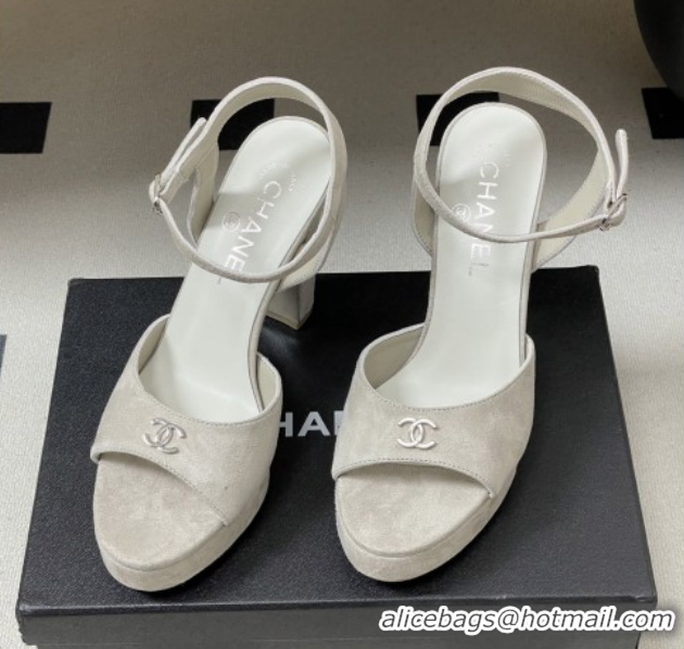 Top Grade Chanel Suede Kidskin Sandals G47029 Grey Spring-Summer 2026 Pre-collection