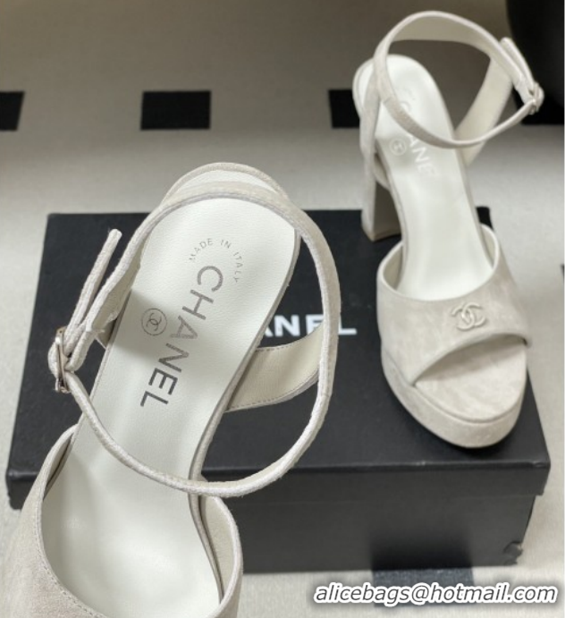 Top Grade Chanel Suede Kidskin Sandals G47029 Grey Spring-Summer 2026 Pre-collection