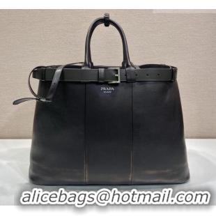 Top Grade Prada Mens Buckle Large Leather Bag with Buckle Belt 1BG126 Dark Brown 2026