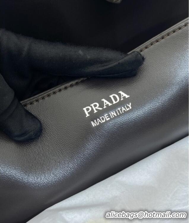 Top Grade Prada Mens Buckle Large Leather Bag with Buckle Belt 1BG126 Dark Brown 2026