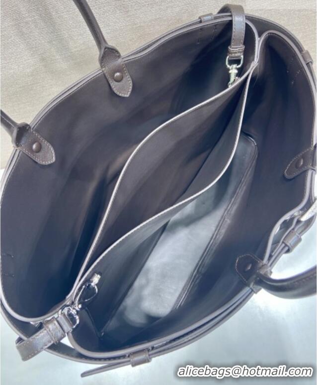 Top Grade Prada Mens Buckle Large Leather Bag with Buckle Belt 1BG126 Dark Brown 2026