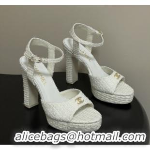 Good Looking Chanel Tweed Sandals G47029 White Spring-Summer 2026 Pre-collection
