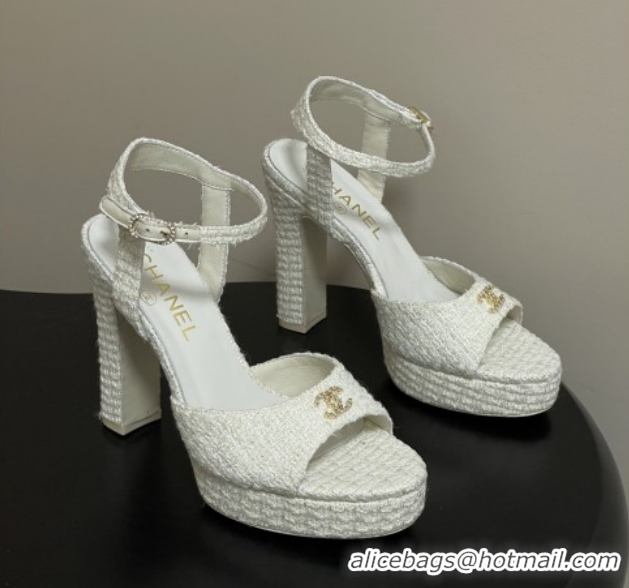 Good Looking Chanel Tweed Sandals G47029 White Spring-Summer 2026 Pre-collection