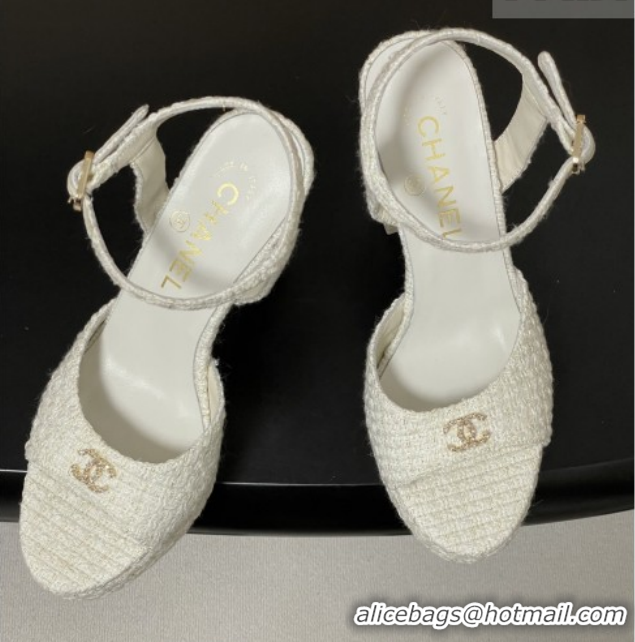 Good Looking Chanel Tweed Sandals G47029 White Spring-Summer 2026 Pre-collection