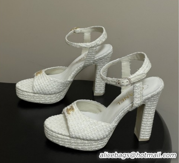 Good Looking Chanel Tweed Sandals G47029 White Spring-Summer 2026 Pre-collection