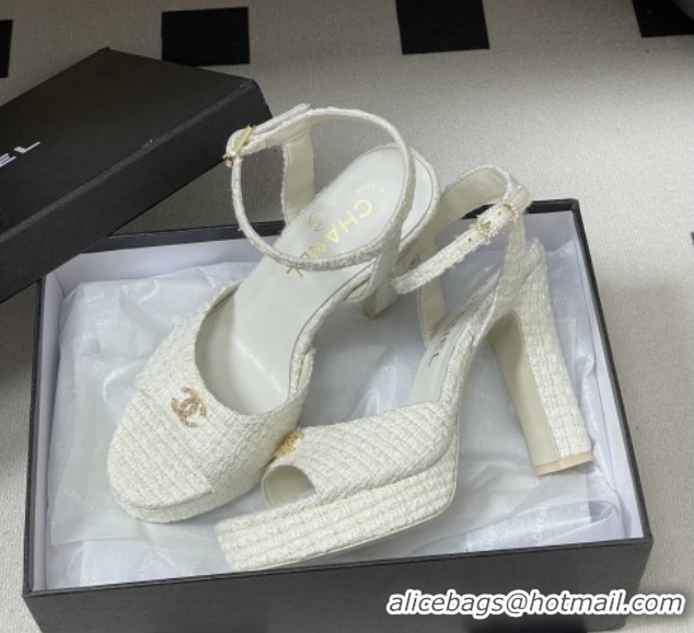 Good Looking Chanel Tweed Sandals G47029 White Spring-Summer 2026 Pre-collection
