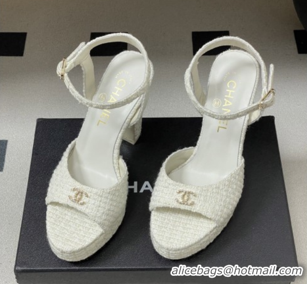 Good Looking Chanel Tweed Sandals G47029 White Spring-Summer 2026 Pre-collection