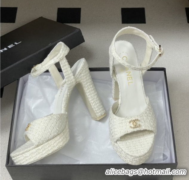 Good Looking Chanel Tweed Sandals G47029 White Spring-Summer 2026 Pre-collection