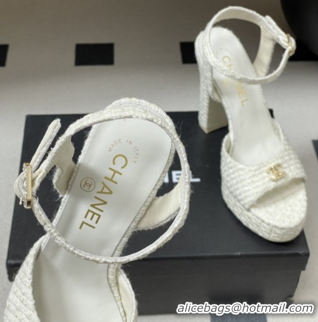 Good Looking Chanel Tweed Sandals G47029 White Spring-Summer 2026 Pre-collection