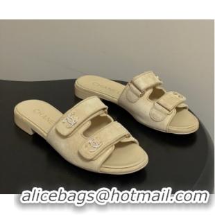 Top Design Chanel Mules Sandal in Suede Kidskin G47043 Beige 2026