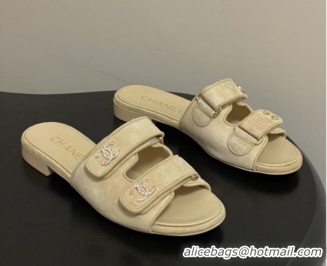 Top Design Chanel Mules Sandal in Suede Kidskin G47043 Beige 2026