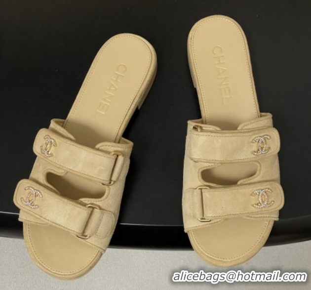 Top Design Chanel Mules Sandal in Suede Kidskin G47043 Beige 2026