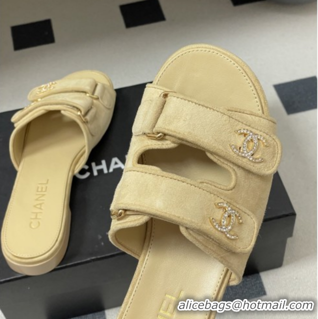 Top Design Chanel Mules Sandal in Suede Kidskin G47043 Beige 2026