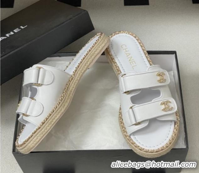 Durable Chanel Mules Sandal with Chain White Lambskin 6022811 2026