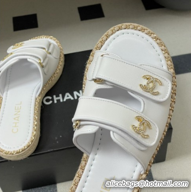 Durable Chanel Mules Sandal with Chain White Lambskin 6022811 2026