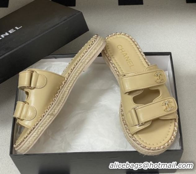 Unique Style Chanel Mules Sandal with Chain Beige Lambskin 6022813 2026