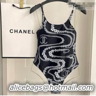 Low Price Chanel Printed One-Piece Swimwear 1112 Black 2025