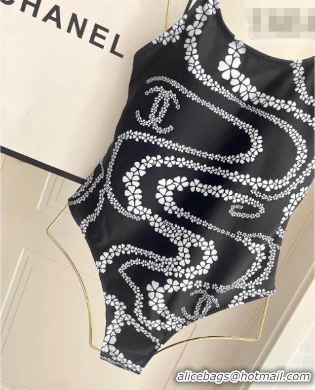 Low Price Chanel Printed One-Piece Swimwear 1112 Black 2025