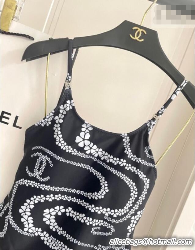 Low Price Chanel Printed One-Piece Swimwear 1112 Black 2025
