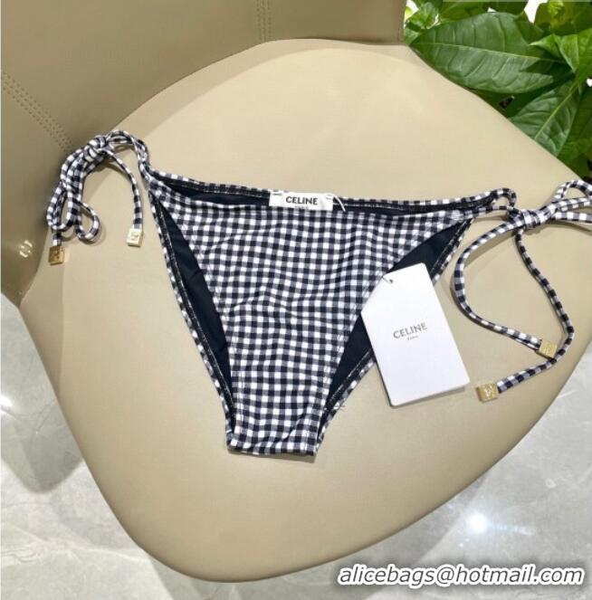 New Cheap Celine Two-Pieces Plaid Swimwear 1112 Black/Grey/White 2025