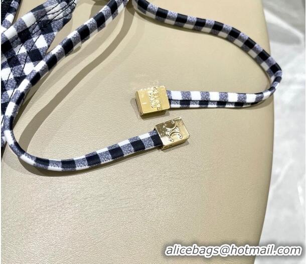 New Cheap Celine Two-Pieces Plaid Swimwear 1112 Black/Grey/White 2025