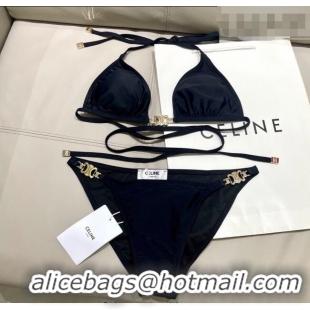 Good Product Celine Two-Pieces Swimwear with Logo Chain 1111 Black 2025