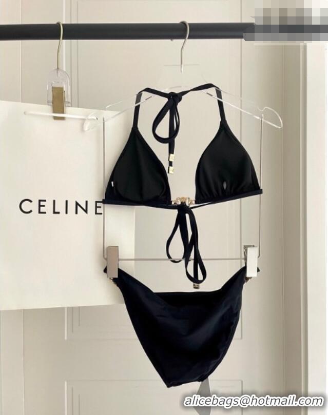 Good Product Celine Two-Pieces Swimwear with Logo Chain 1111 Black 2025