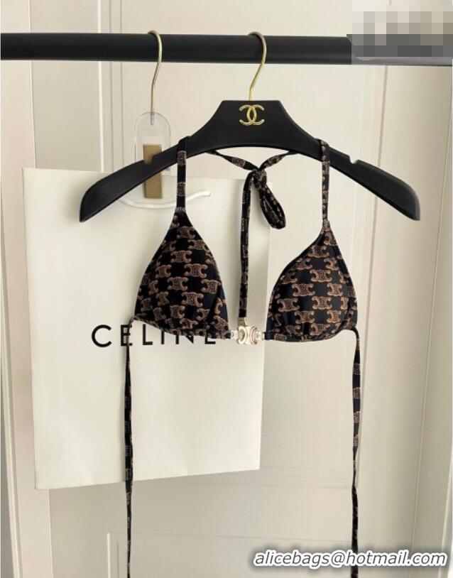 Original Cheap Celine Two-Pieces Swimwear with Logo Chain 1111 Brown 2025