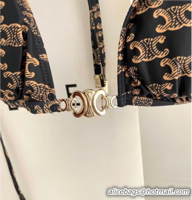 Original Cheap Celine Two-Pieces Swimwear with Logo Chain 1111 Brown 2025