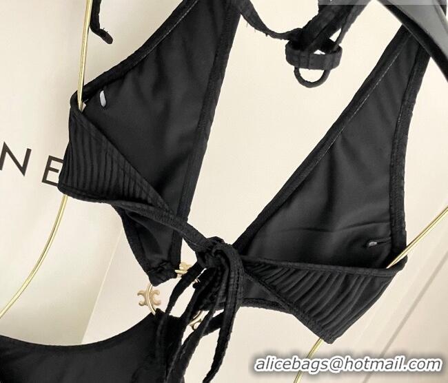​Top Quality Celine Two-Pieces Swimwear with Logo Circle 1111 Black 2025
