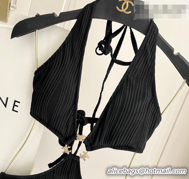 ​Top Quality Celine Two-Pieces Swimwear with Logo Circle 1111 Black 2025
