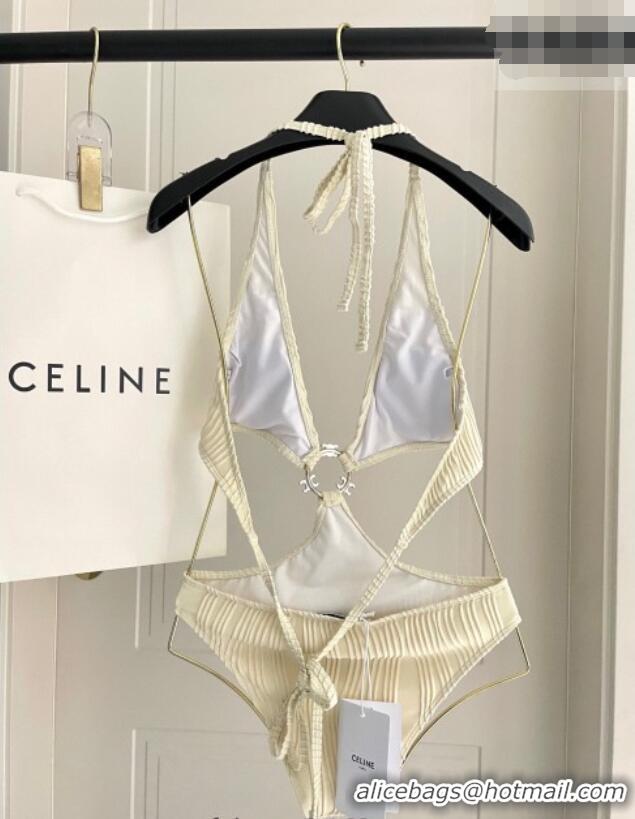 Super Quality Celine Two-Pieces Swimwear with Logo Circle 1111 White 2025